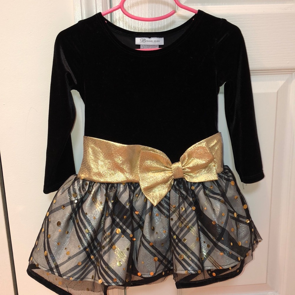 Black, Gold, Grey girls dress Size 2T